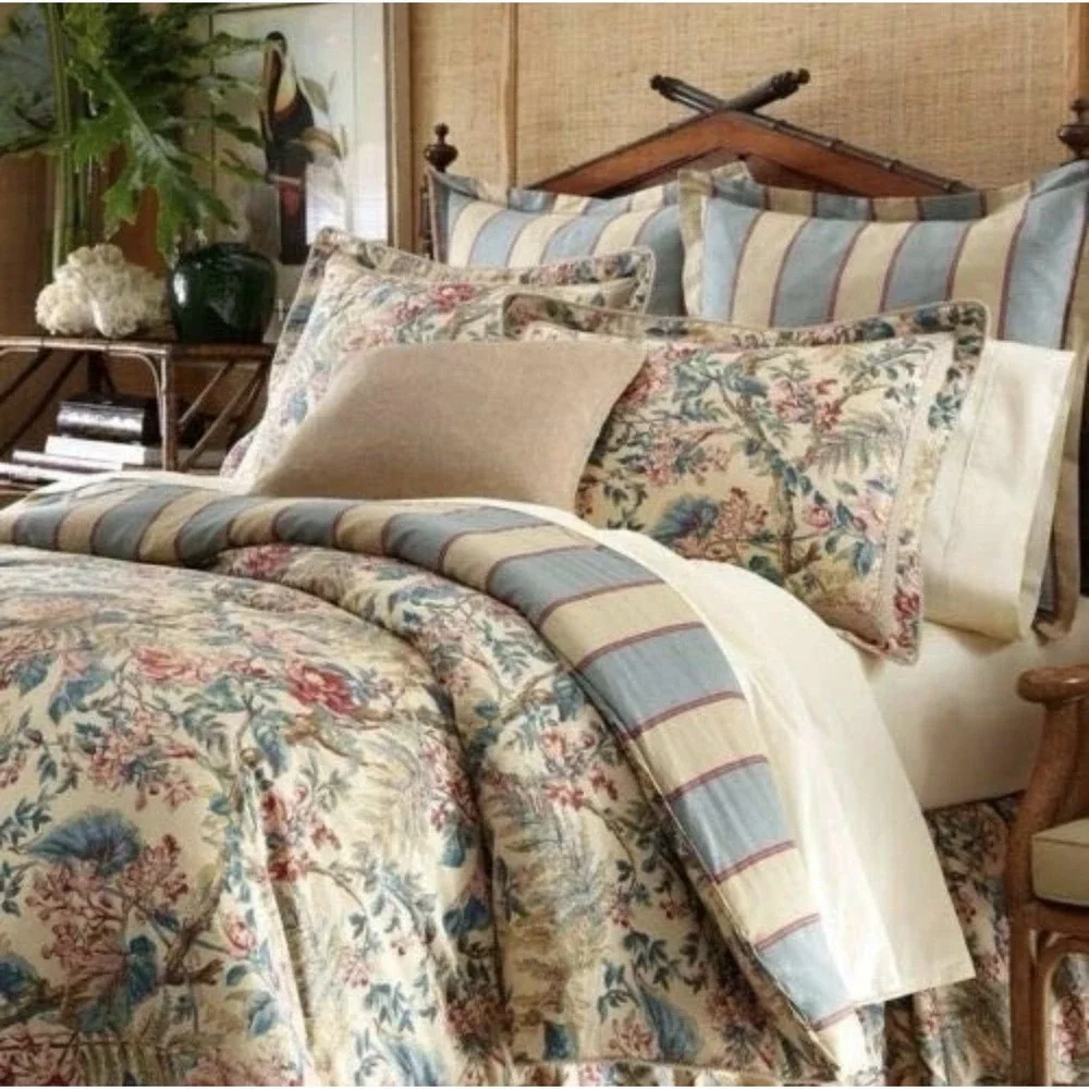 Lauren Ralph Lauren Tangier Floral Comforter Blanket Bedding Stipe King